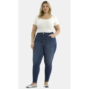 Terra & Sky Womens Plus 16W High Rise Skinny Stretch Jeans Blue Denim